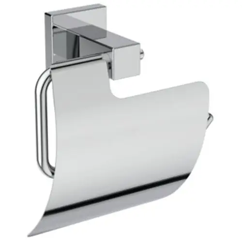 Papierrollenhalter aus verchromtem Metall, montiert an einer Wand, von Ideal Standard. Das Design bietet eine einfache und funktionale Halterung für Toilettenpapierrollen.
